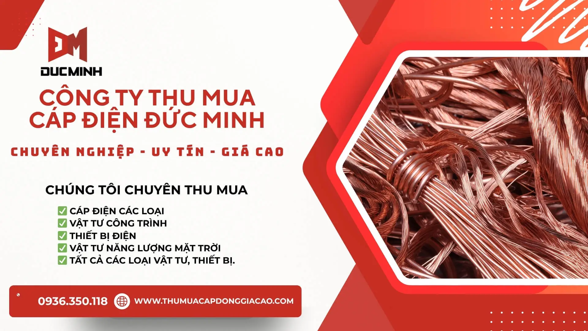 Thu mua cáp đồng phế liệu các loại giá cao - Công ty Đức Minh
